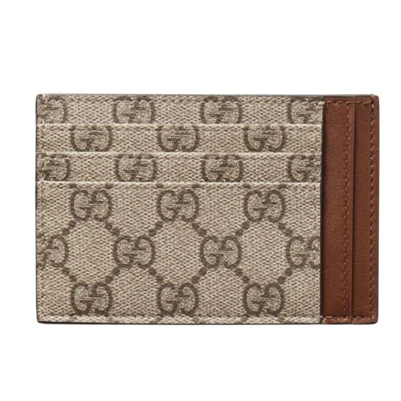 GUCCI Leather-Trimmed Monogrammed Coated-Canvas Cardholder Resort Collection NWB - Picture 1 of 4